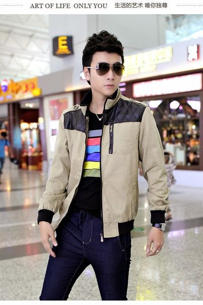 Áo khoác kaki nam phối da - ak0072