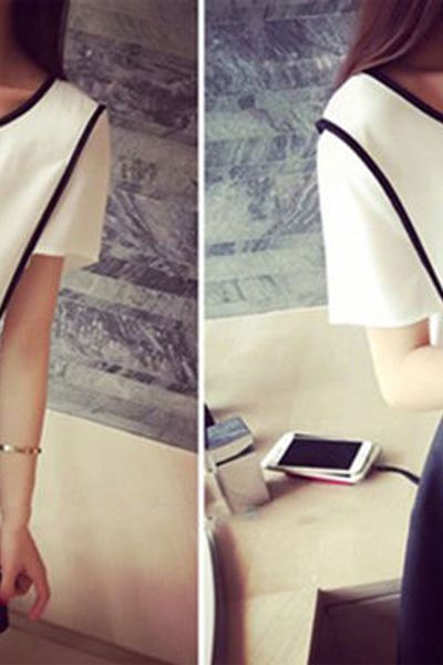 Set áo 2 lớp phối viền chân váy nơ - 1638