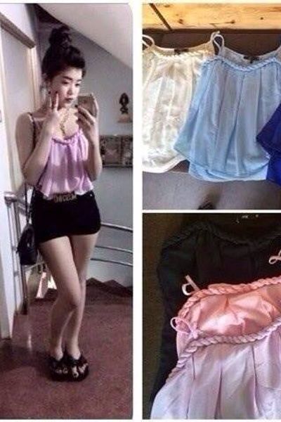 Xưởng chuyên sỉ - áo voan 2 dây bím a0069