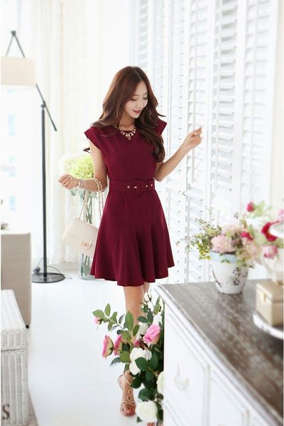 Đầm xòe công sở kèm nịt red - 0930