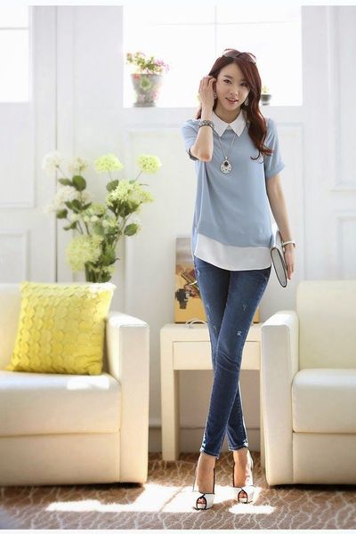 Áo somi voan phối màu cá tính - mc105 ms1274