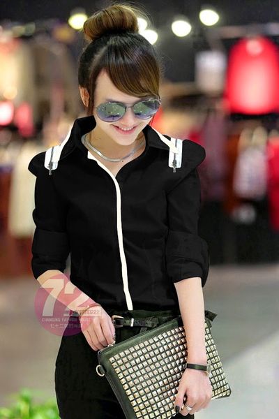 Áo sơ mi phối dây kéo vai - mc109 ms0195