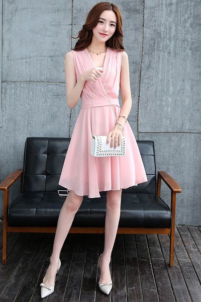 Đầm voan xòe xếp ly ngực - 1582