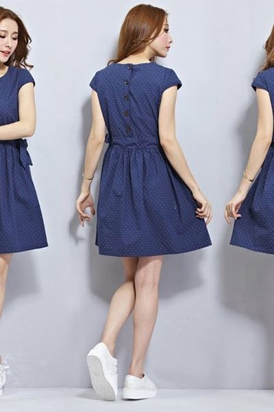 Đầm xòe denim sakura xuân hè ms0635