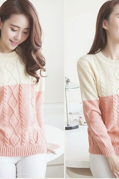 Áo len phối màu thu đông