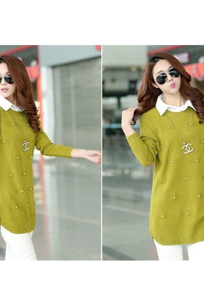 Áo len lai cua đính ngọc trai - ak7023