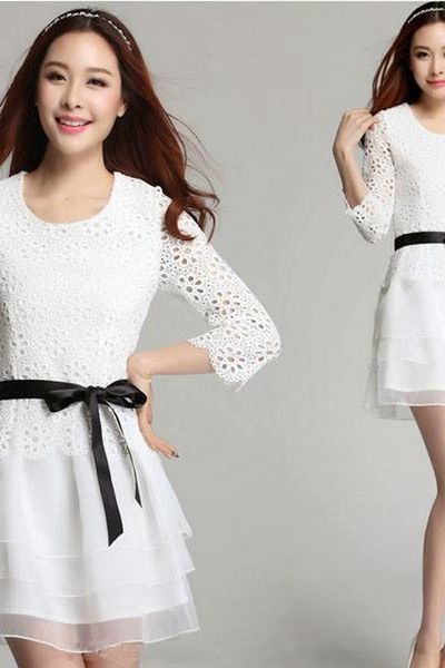 Đầm xòe ren hoa hương xuân 1135