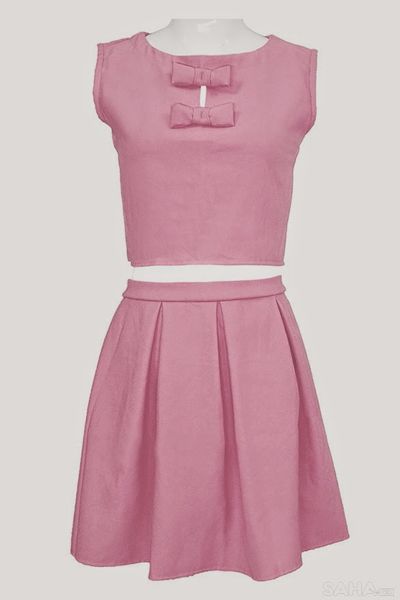Set áo croptop nơ ngực chân váy - 0920