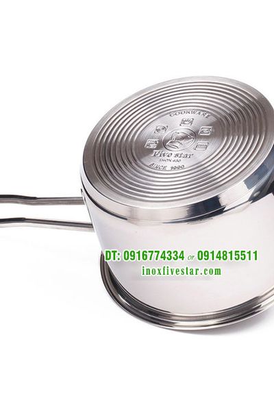 Quánh inox 430 fivestar 3 đáy nắp kính 14cm