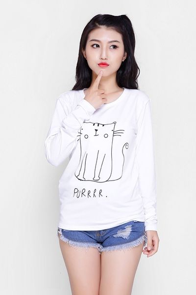 Áo thun dài tay họa tiết mèo cute atdt01