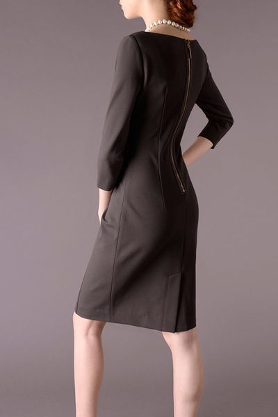 Đầm công sở thu đông màu nâu thanh lịch