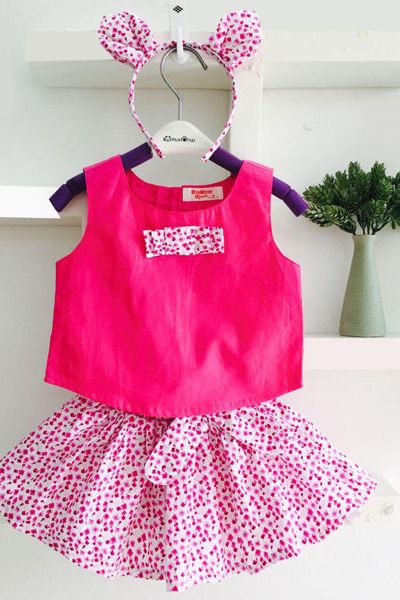 A17356 - bộ váy nơ đôi có chip kèm băng đô oshkoshri 8size 1-8