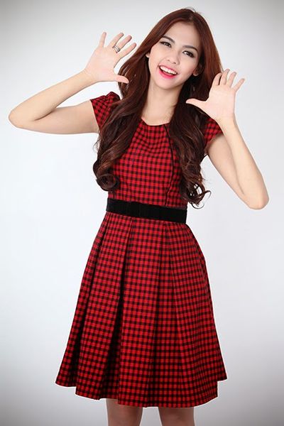 Đầm xòe caro lovely - 0241