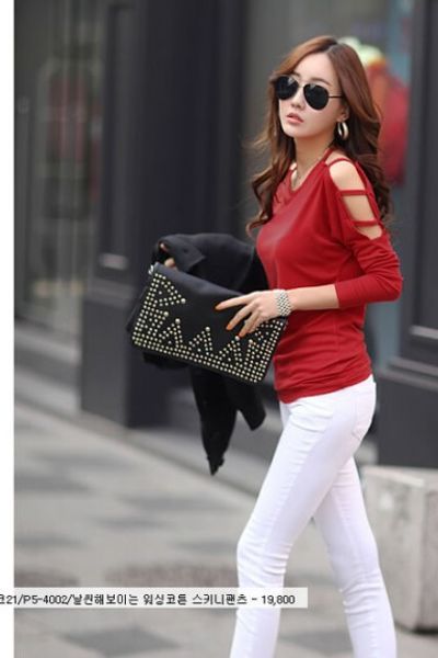 Áo thun cut vai cách điệu tay dài - a3013