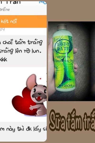 Sữa tắm trắng khô kiwi - bạc hà 2in1 cam đoan lên hẳn 3-4 tone da sau lần đầu sử dụng