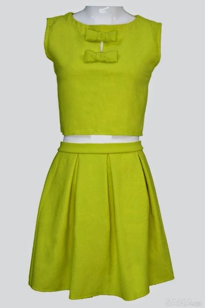 Set áo croptop nơ ngực chân váy - 0920