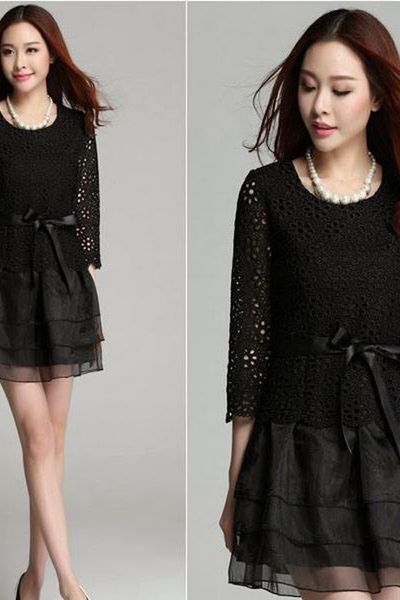 Đầm xòe ren hoa hương xuân 1135