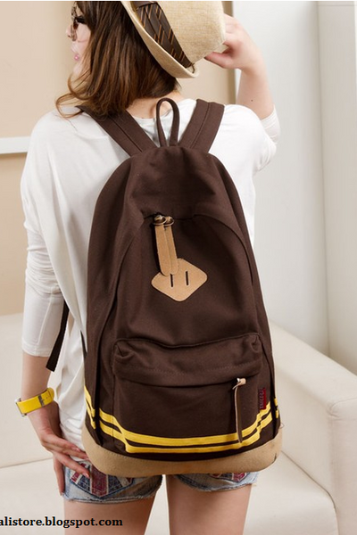 Balo canvas phối sọc