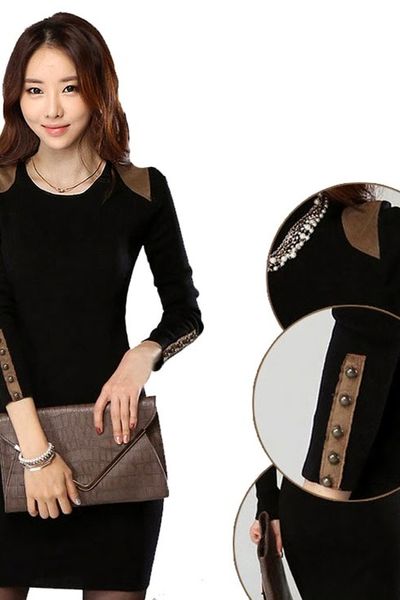 Đầm body phối da amely - mc119 - hết đỏ ms1082