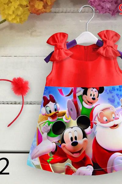 A18107 - 14/11 đầm 3d noel kèm băng đô cát giấyri 8size 1-8
