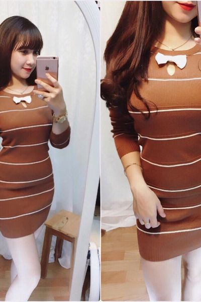 Váy body nơ cổ