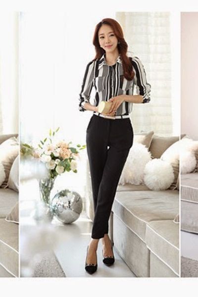 Áo somi sọc trắng đen - mc105 ms1248