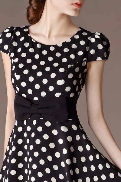 Đầm chấm bi nơ eo - 0513