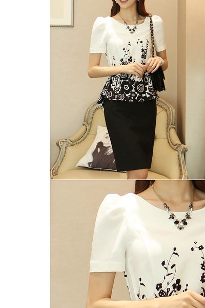 Đầm peplum in 3d black white - cs16 - e190
