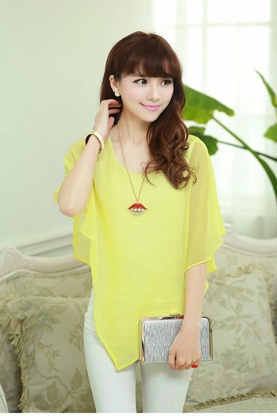 Áo voan cánh dơi tà xéo - 0671