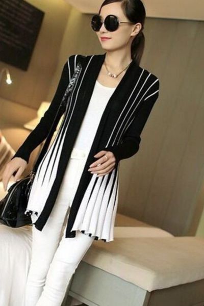 Áo khoác len dáng dài sọc đứng - gs190 - al0972