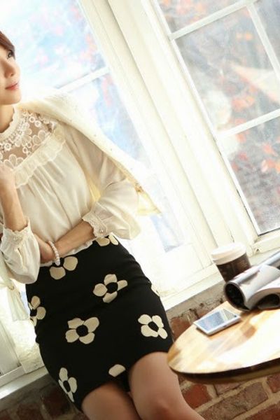Áo mi phối ren hoa - 0129