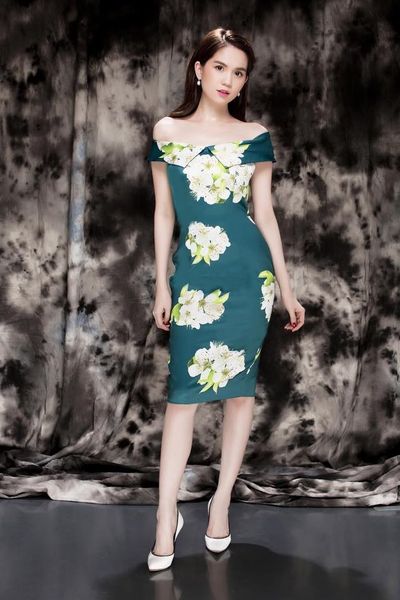 Đầm body thiết kế trễ vai hoa anh đào p94-260