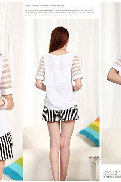 Áo voan tay lưới sọc - mc090 ms0497