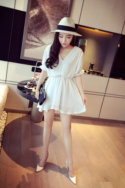 Đầm voan cánh dơi nhún eo - 1508