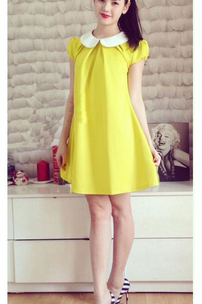 Đầm suông cổ lá sen adv-3