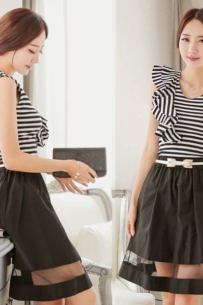 Set áo cánh tiên chân váy phối lưới - 0540