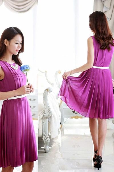 Đầm xếp ly purple - 0558