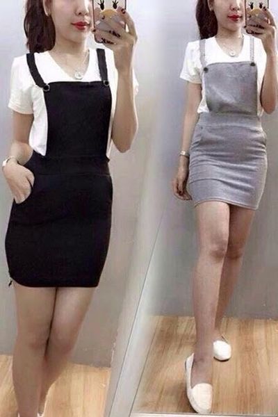 Set váy yếm áo thun - 1327