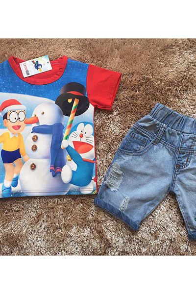 A18118 - 10/11 lydobb bộ đón noel quần jean mềm hình thêu truoc sau áo in 3dri 8size 1-8