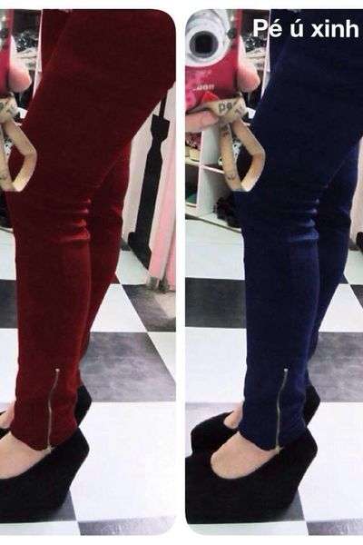 Xưởng chuyên sỉ - legging dây kéo chân xám đỏ đô đen xanh đen freesize qd7-0487