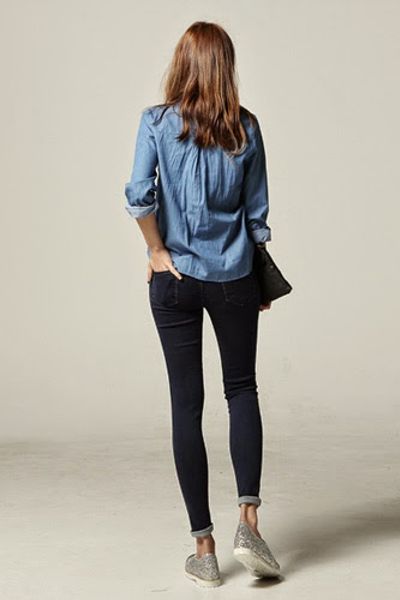 Áo somi denim cổ trụ ms1184