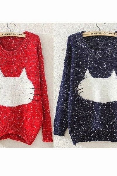 Áo len họa tiết mèo - 0739