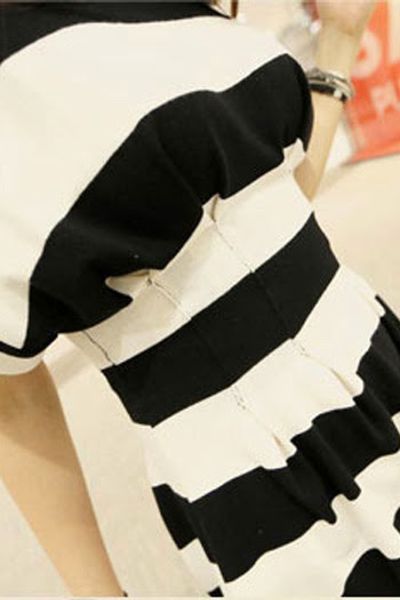 Đầm xòe sọc ngang bo eo - 1165