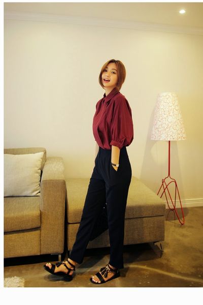 Áo somi cách điệu tay phồng - 0985