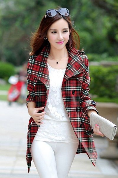 Áo khoác dạ sọc caro