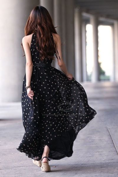 Đầm maxi chấm bi - 0628