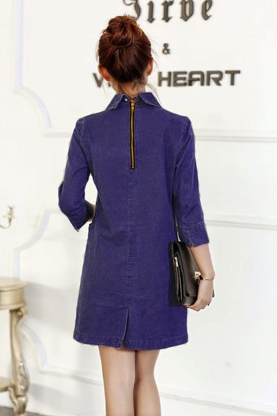 Đầm suông denim 2 túi - 1119