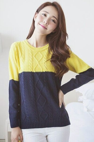 Áo len phối màu thu đông - 0850