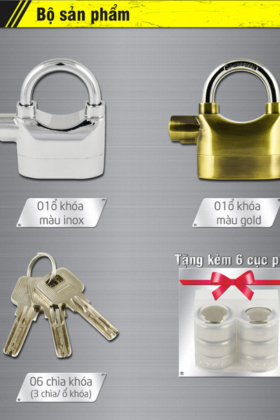 Khóa báo động chống trộm kinbar thông minh còng ngắn giá sỉ giá tốt