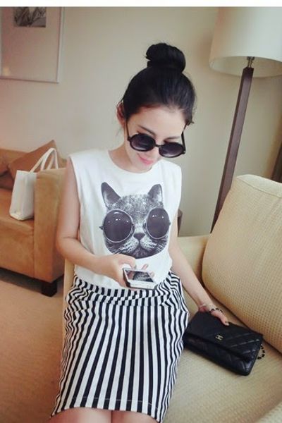 Đầm stewart họa tiết mèo 0726